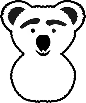 Stylized Bear Face Outline PNG Image