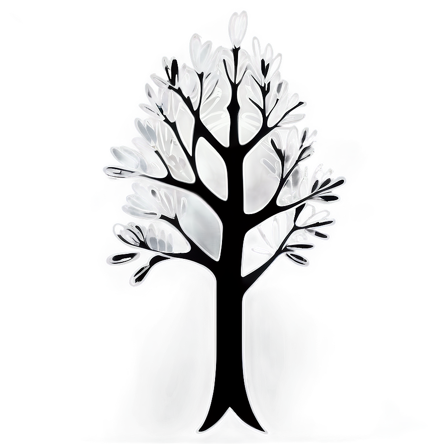 Stylized Black And White Tree Graphic Png Hee9 PNG Image
