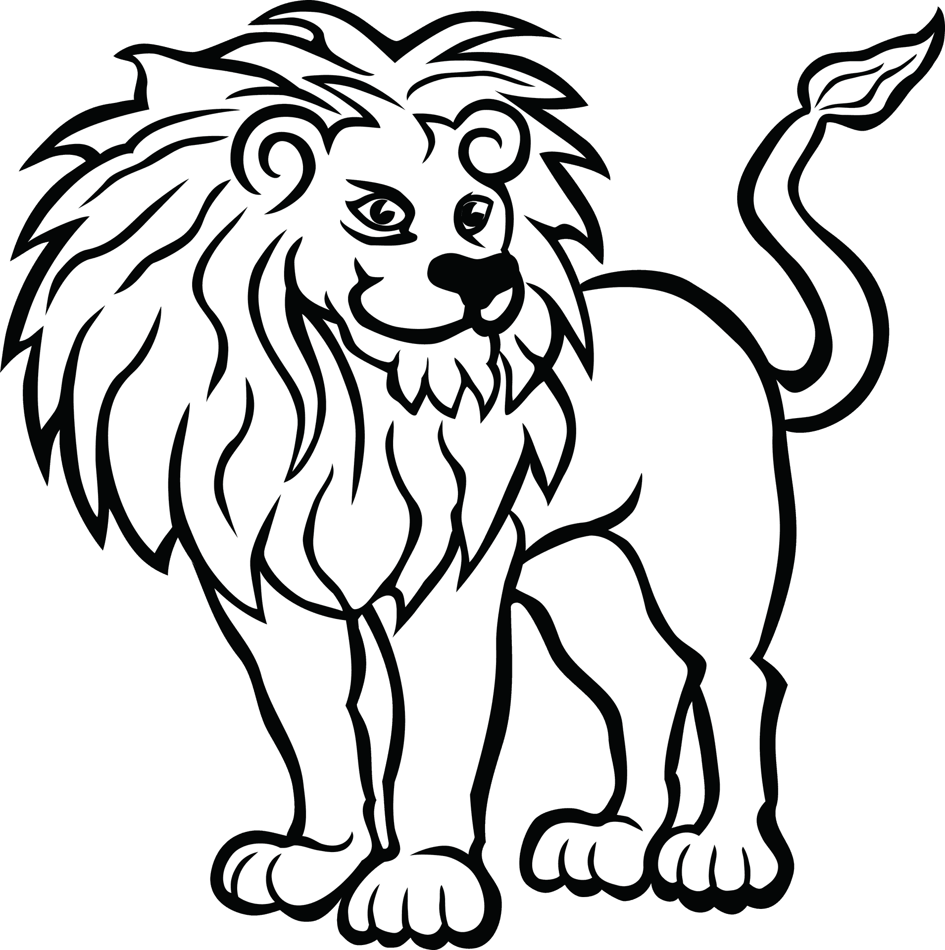 Stylized Black Lion Illustration PNG Image