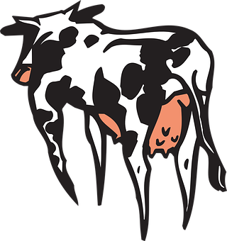 Stylized Blackand White Cow Illustration PNG Image