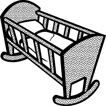 Stylized Blackand White Cradle Illustration PNG Image