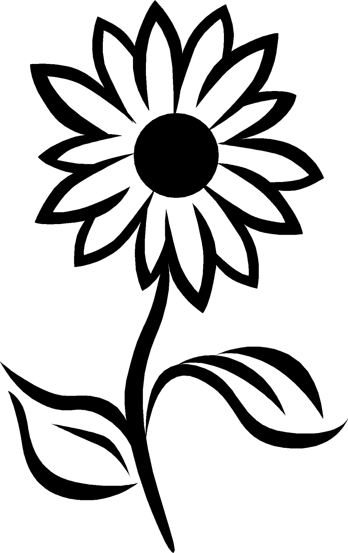 Stylized Blackand White Flower PNG Image