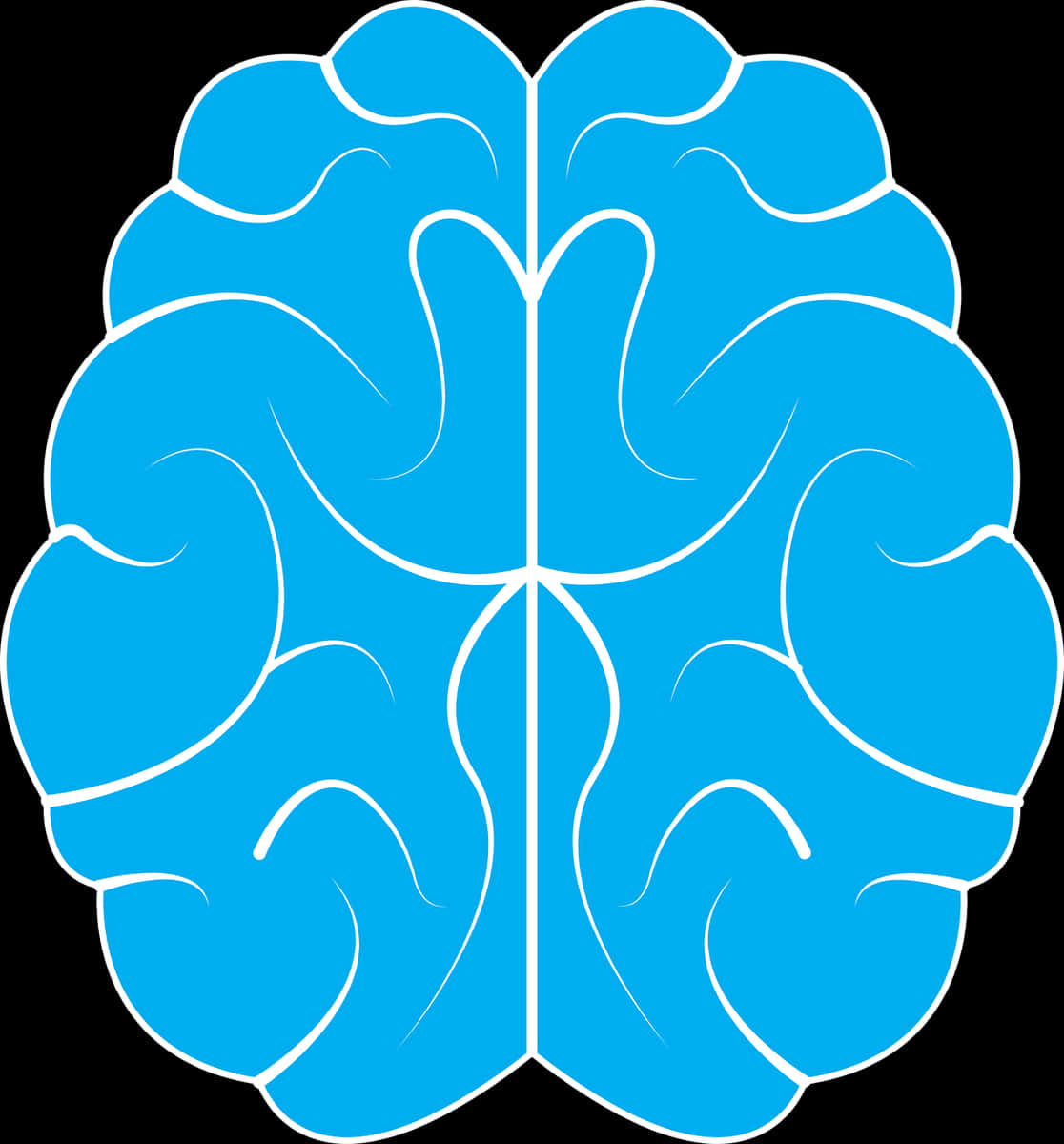 Stylized Blue Brain Illustration PNG Image