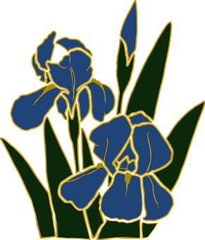 Stylized Blue Iris Floral Art PNG Image