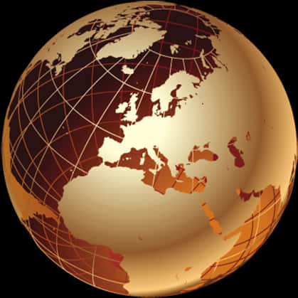 Stylized Bronze Globe Graphic PNG Image