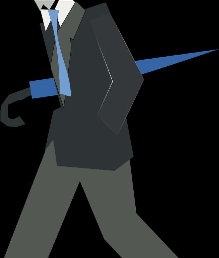 Stylized Businessman Walking PNG Image