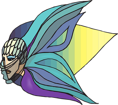 Stylized Butterfly Winged Figure PNG Image