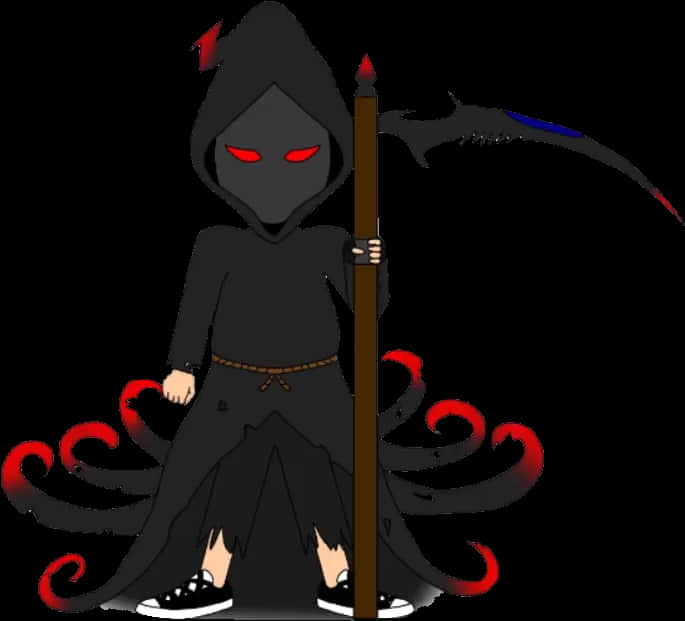 Stylized Cartoon Grim Reaper PNG Image