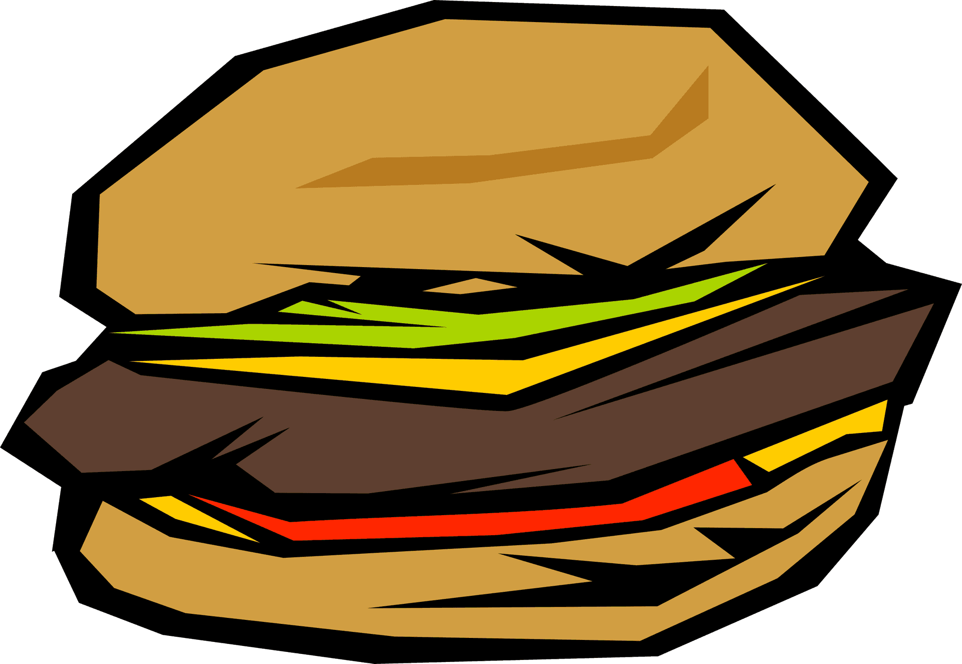 Stylized Cartoon Hamburger PNG Image