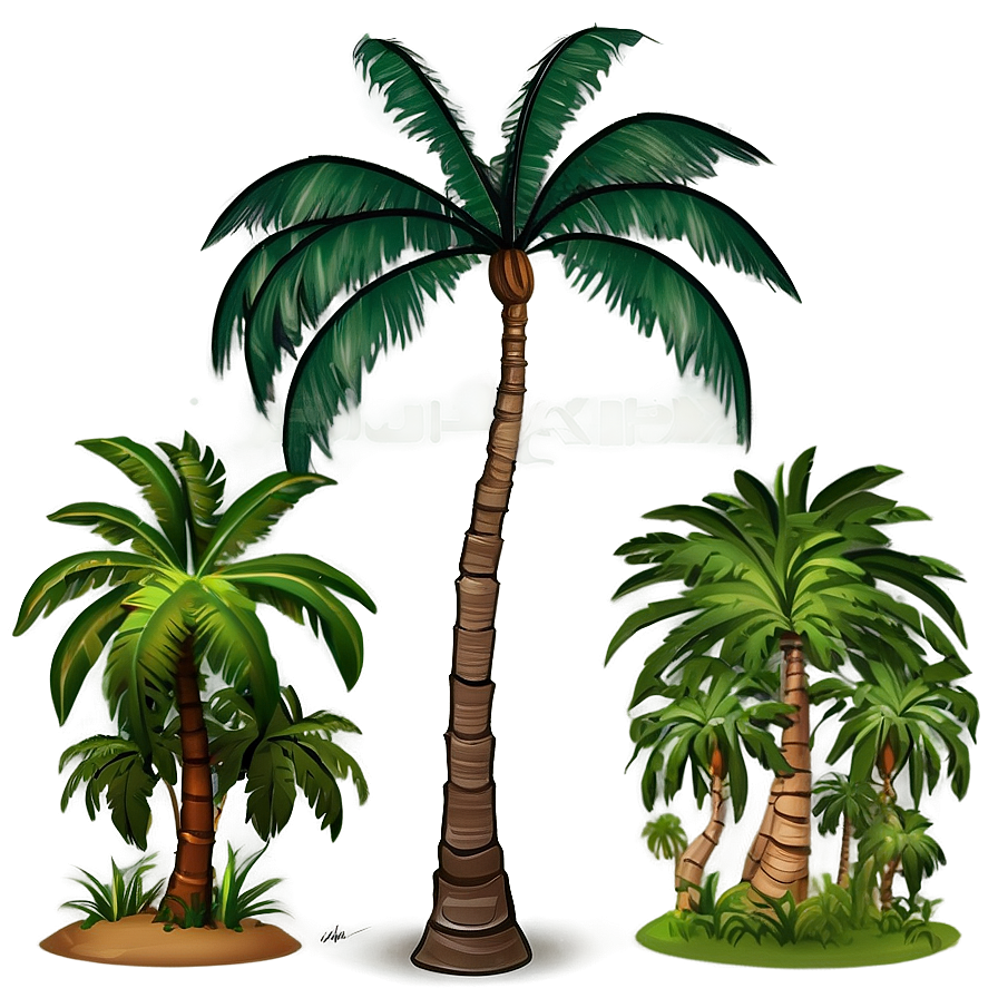 Stylized Cartoon Palm Tree Png 06212024 PNG Image