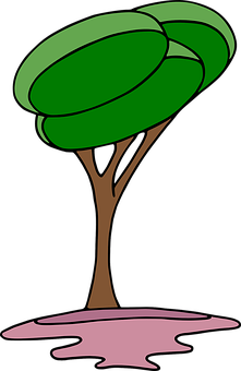 Stylized Cartoon Tree Vector PNG Image