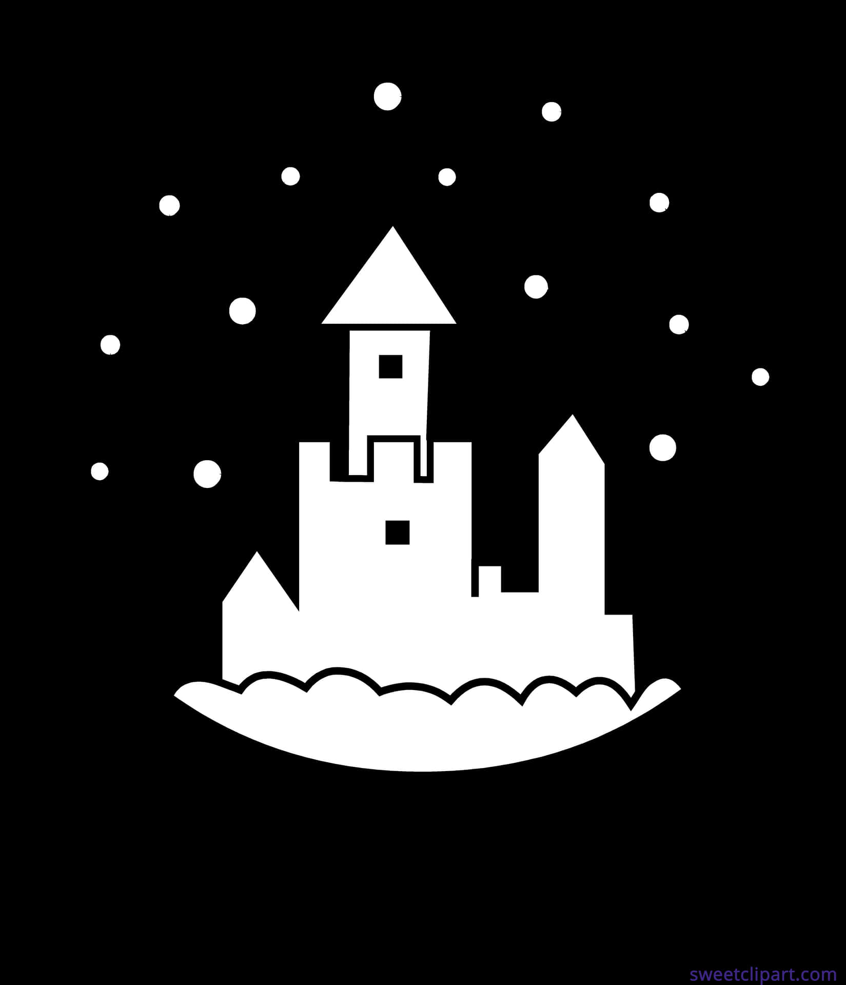 Stylized Castle Under Starry Sky PNG Image