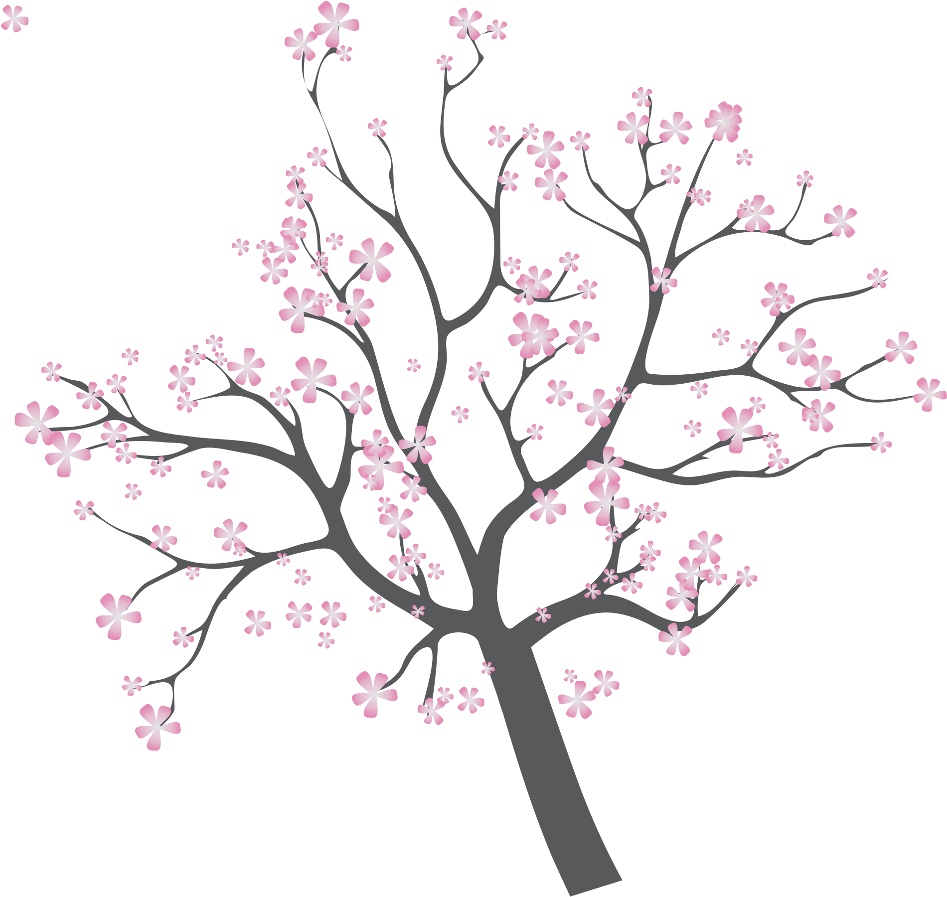 Stylized Cherry Blossom Branches PNG Image