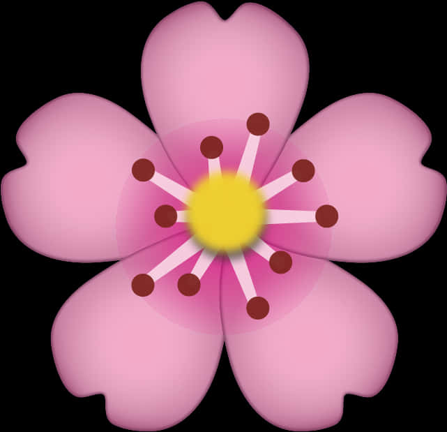 Stylized Cherry Blossom Illustration PNG Image