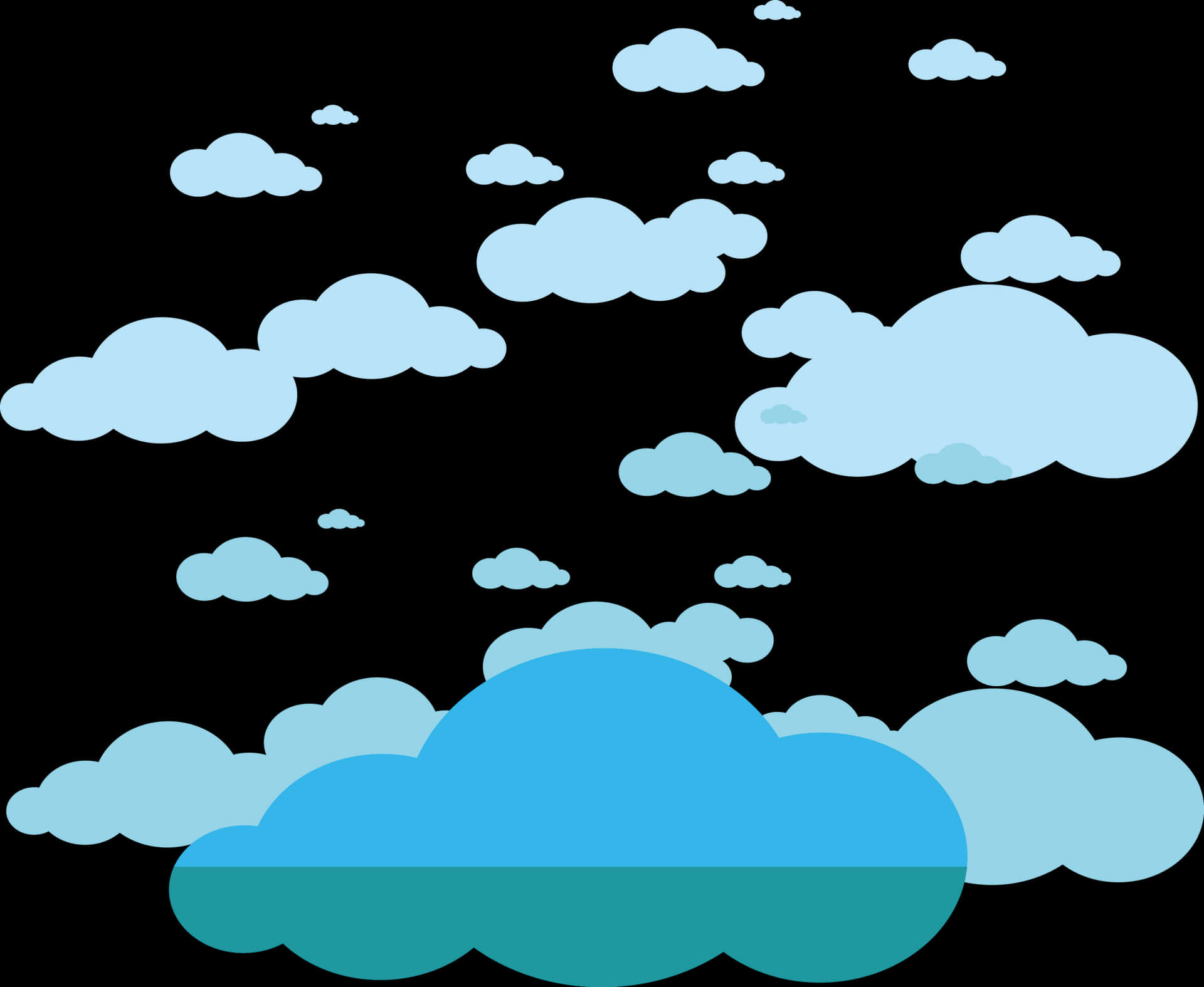 Stylized Cloudson Dark Background PNG Image