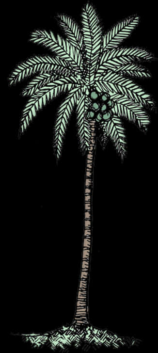 Stylized Coconut Tree Illustration PNG Image