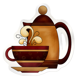 Stylized Coffee Potand Cup Illustration PNG Image