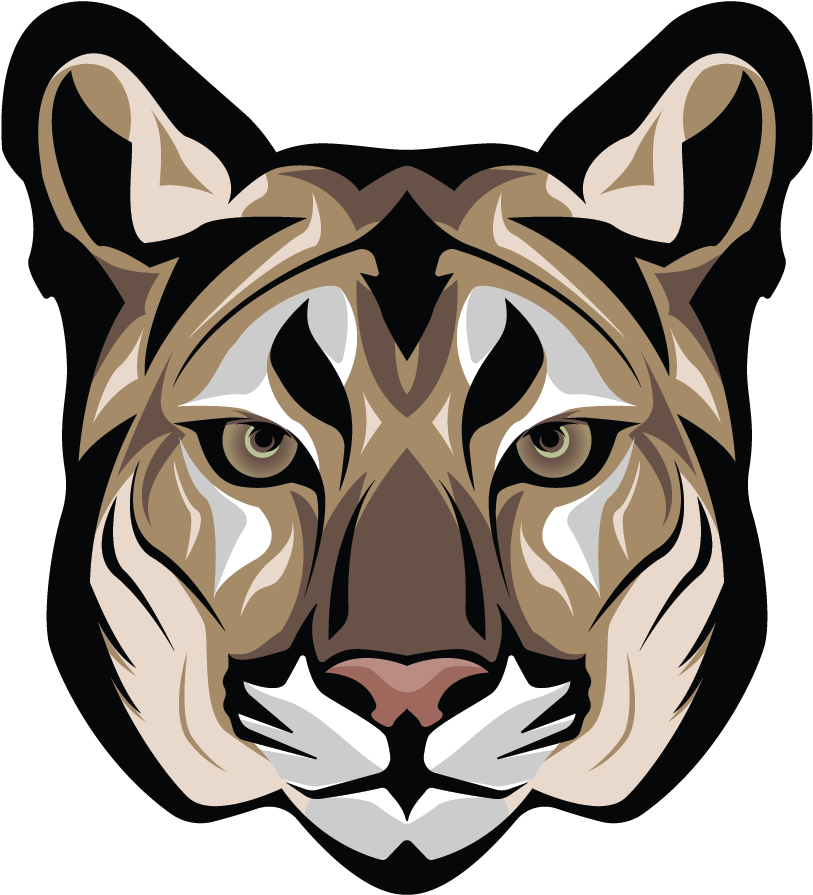 Stylized Cougar Face Illustration PNG Image