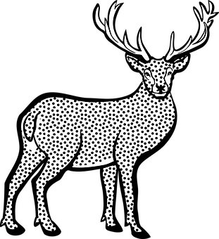 Stylized Deer Graphic Black Background PNG Image