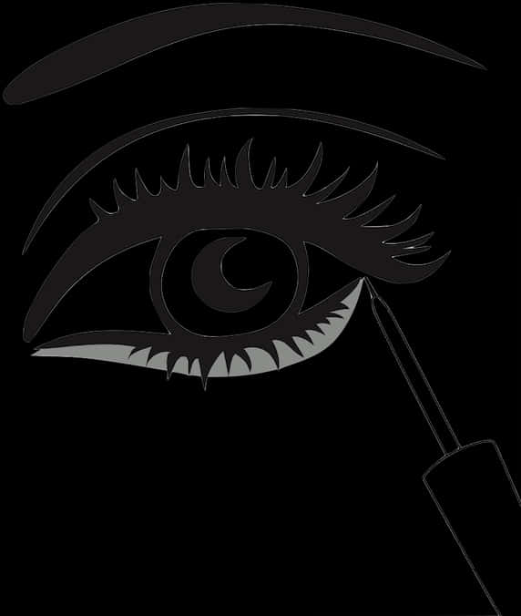 Stylized Eyeand Mascara Application PNG Image