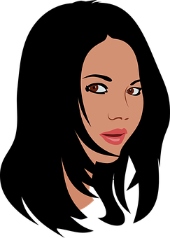 Stylized Female Portrait Vector PNG Image