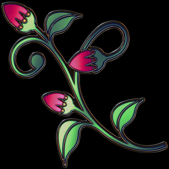 Stylized Floral Design Artwork PNG Image