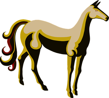 Stylized Golden Horse Illustration PNG Image