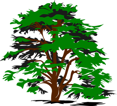 Stylized Green Tree Graphic PNG Image