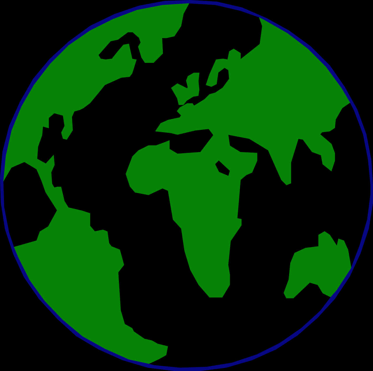 Stylized Green World Map PNG Image