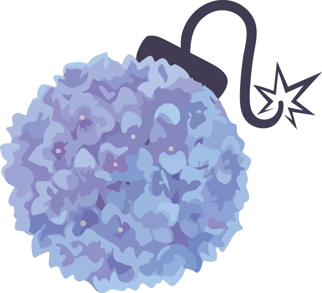 Stylized Hydrangea Bomb Graphic PNG Image