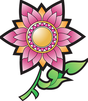 Stylized Lotus Flower Graphic PNG Image