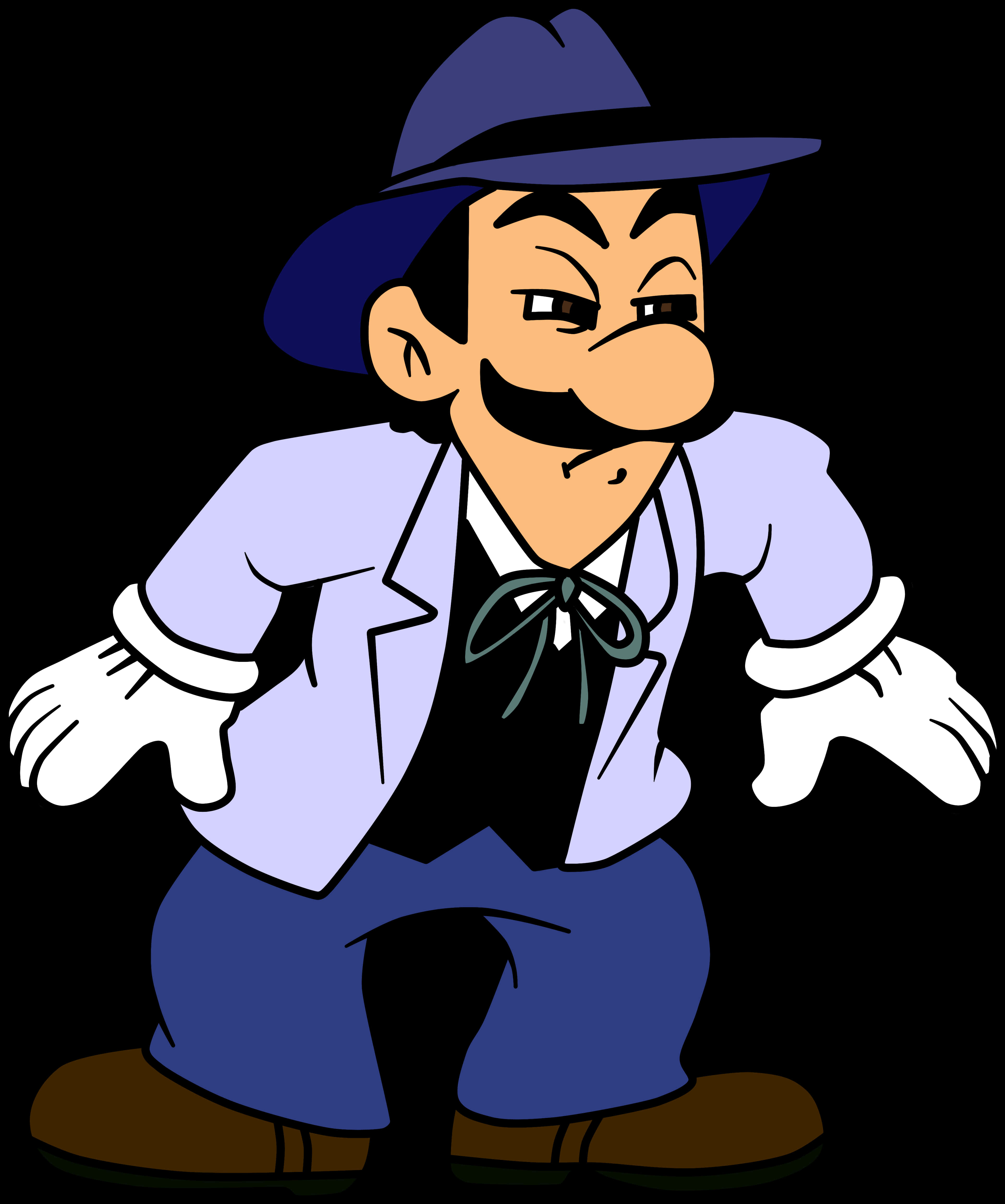 Stylized Luigi Mafia Look PNG Image