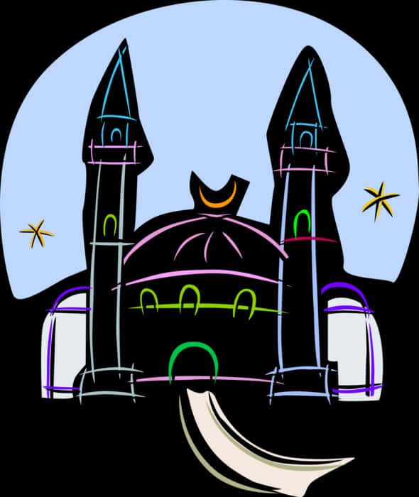 Stylized Mosque Illustration PNG Image