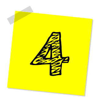 Stylized Number4on Yellow Background PNG Image