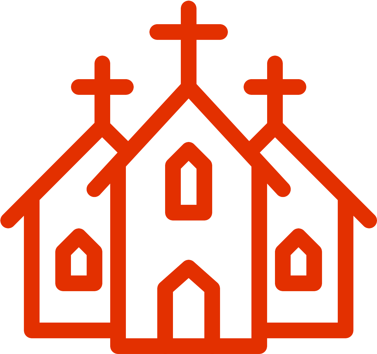 Stylized Orange Church Outline PNG Image