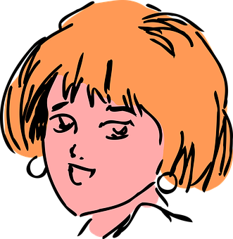 Stylized Orange Hair Female Illustration PNG Image