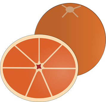 Stylized Orangeand Slice Graphic PNG Image