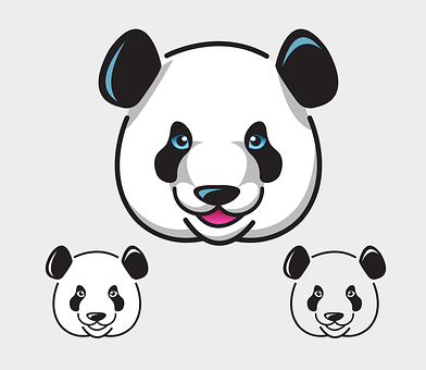 Stylized Panda Faces Illustration PNG Image