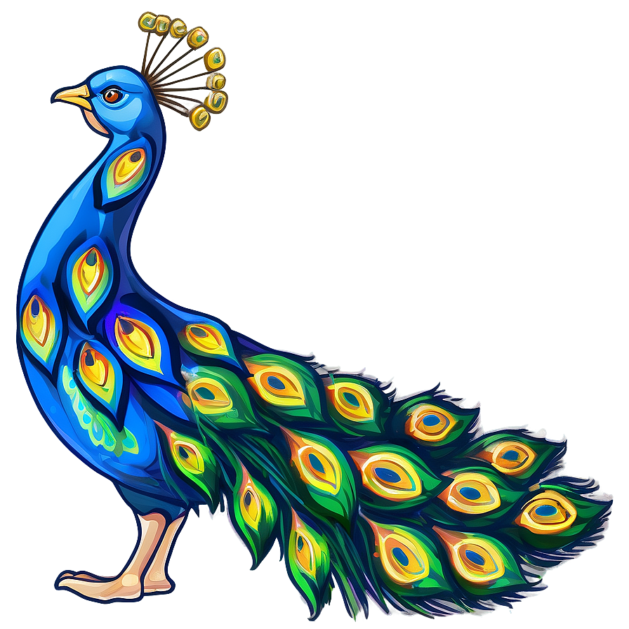 Stylized Peacock Drawing Png Bxn PNG Image