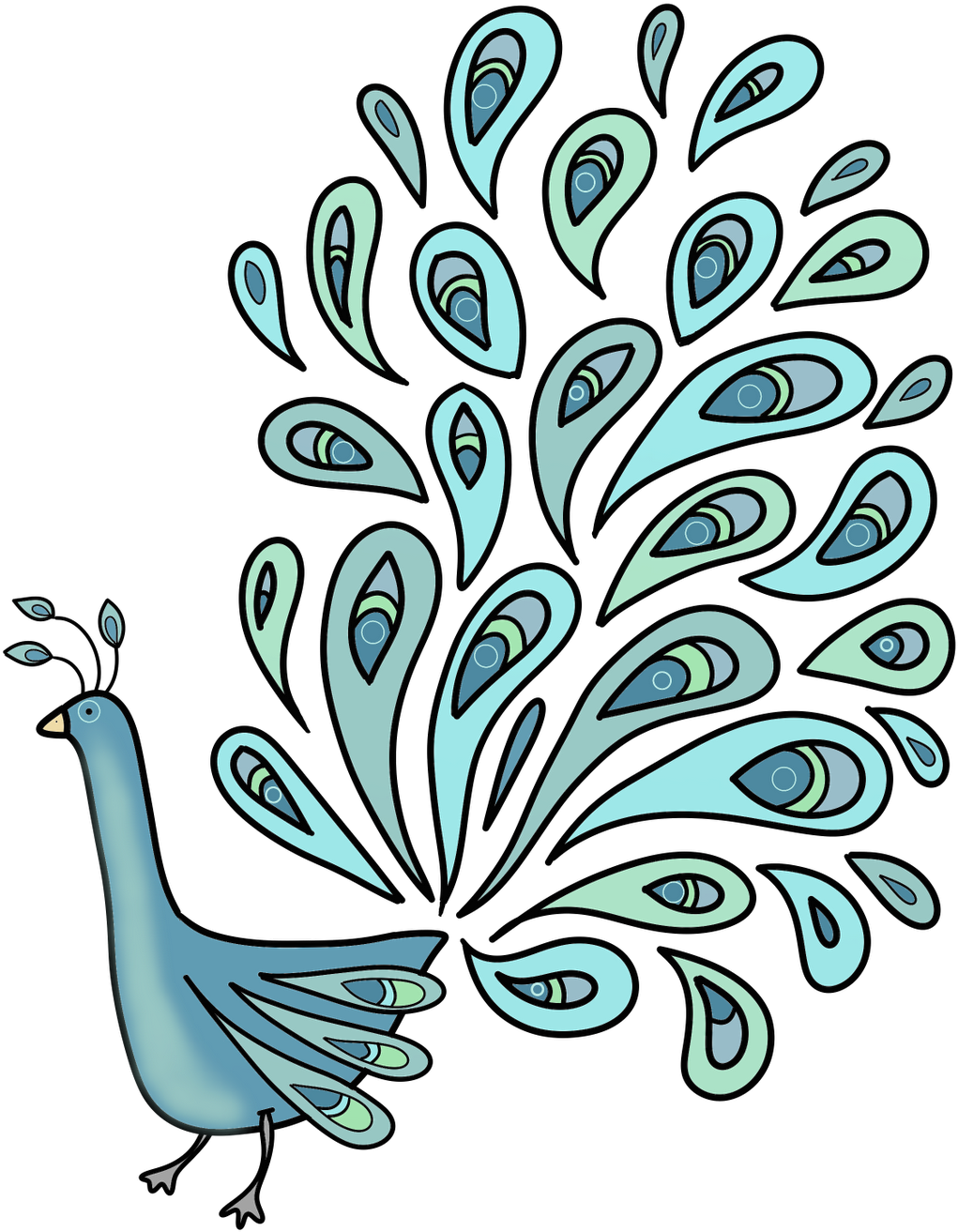 Stylized Peacock Illustration PNG Image