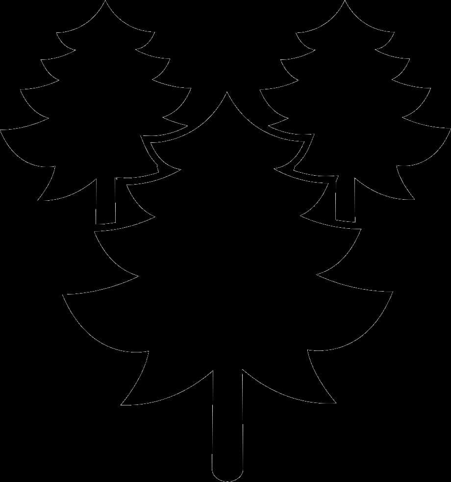 Stylized Pine Trees Outline PNG Image