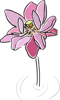 Stylized Pink Flower Illustration PNG Image