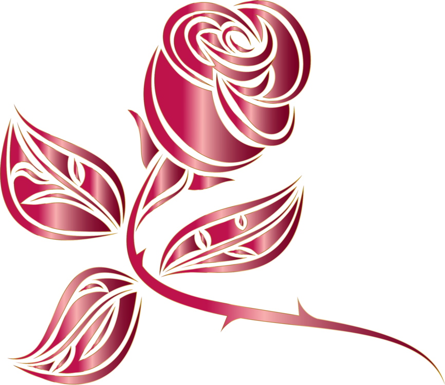 Stylized Pink Rose Graphic PNG Image