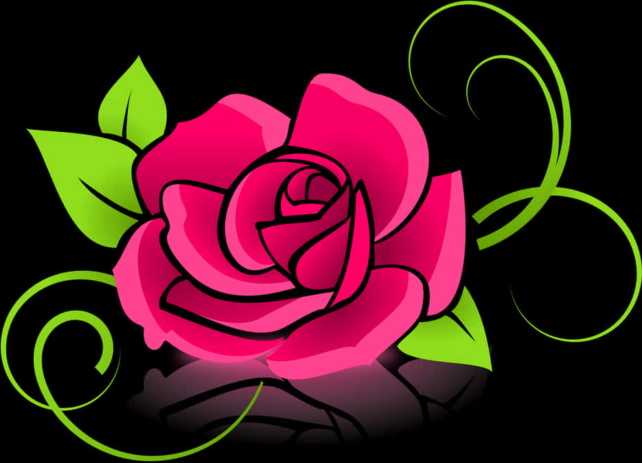 Stylized Pink Rose Vector Art PNG Image