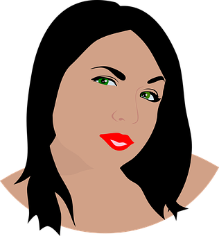 Stylized Portraitof Womanwith Green Eyes PNG Image