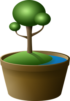 Stylized Potted Tree Illustration PNG Image