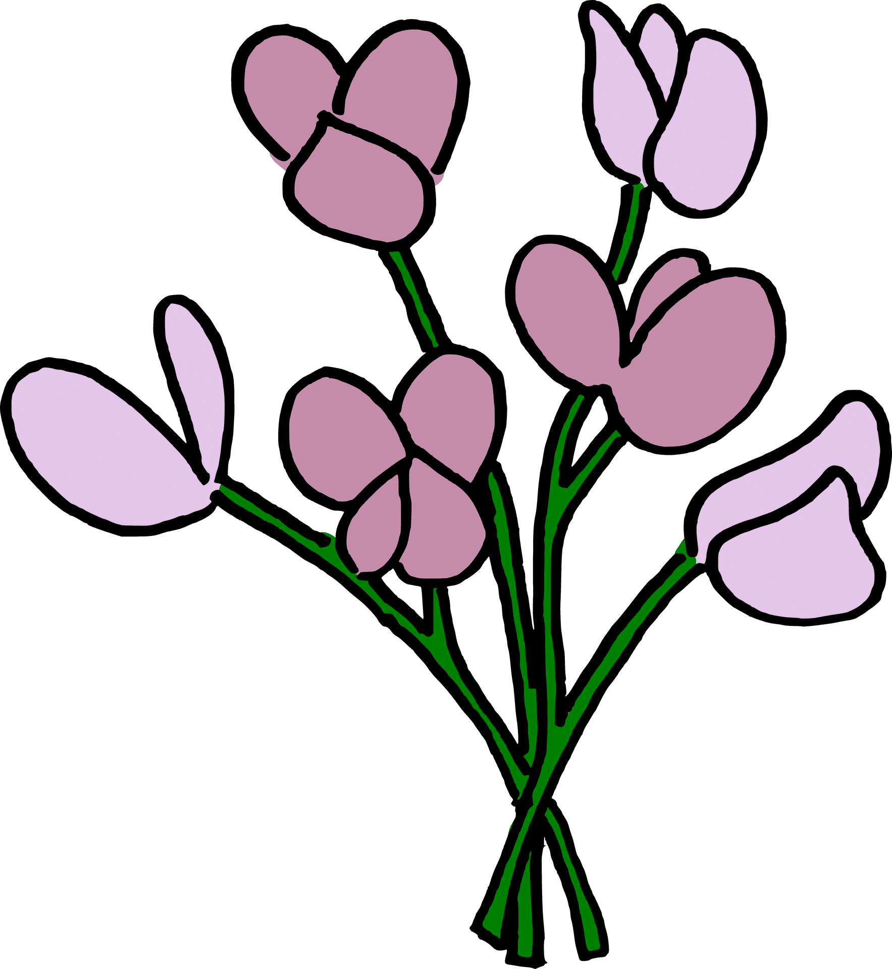 Stylized Purple Flowers Illustration PNG Image