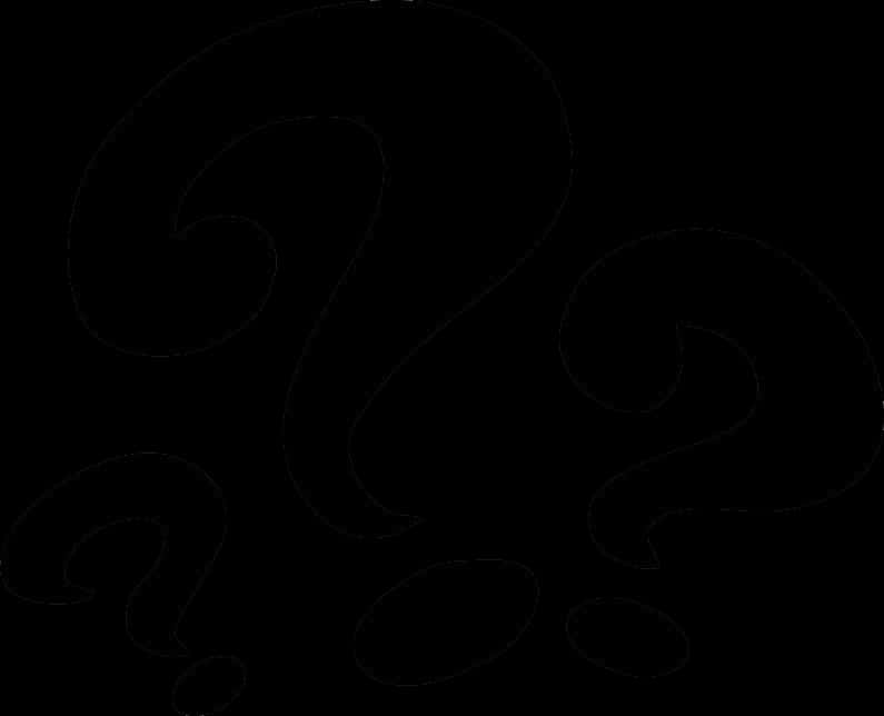 Stylized Question Marks Black Background PNG Image