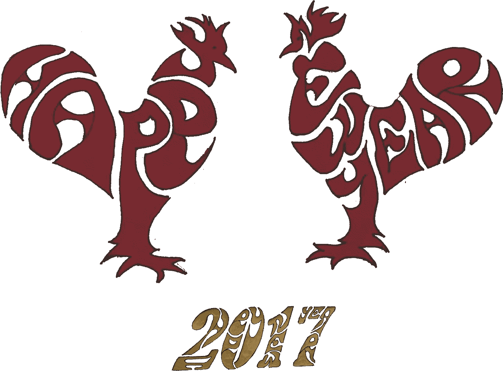 Stylized Red Roosters2017 PNG Image