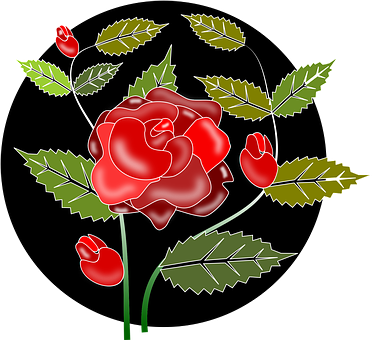 Stylized Red Rose Vector Art PNG Image